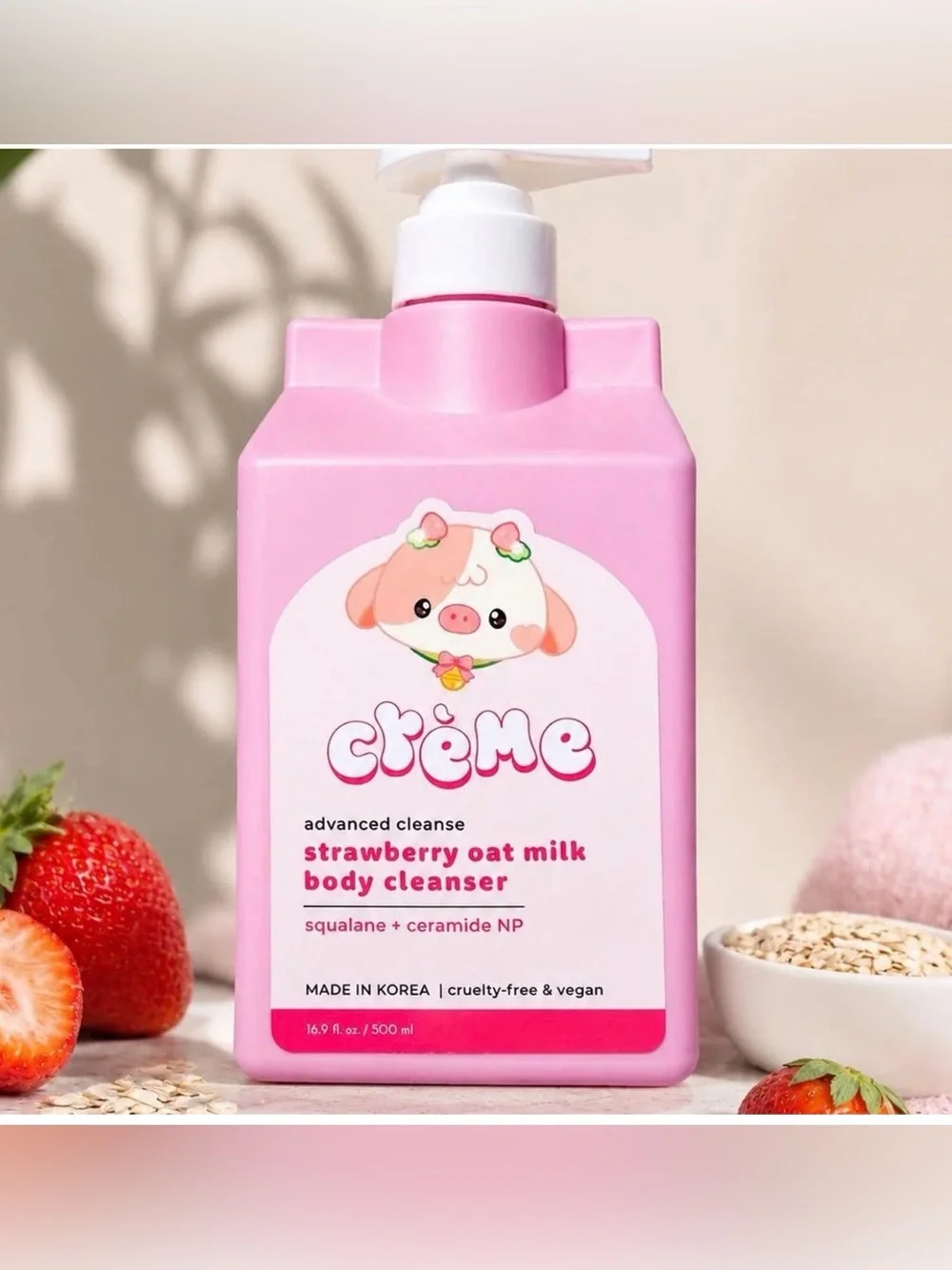 The Crème Shop Strawberry 🍓 oat Body Cleanser ( SQUALANE + CERAMIDE NP ) 16.9 FL